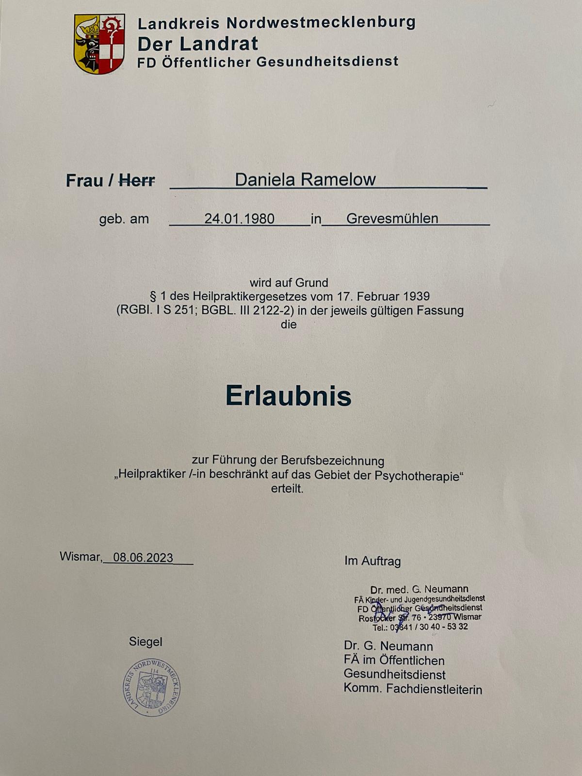 Zertifikate der Podologischen Praxis Ramelow
